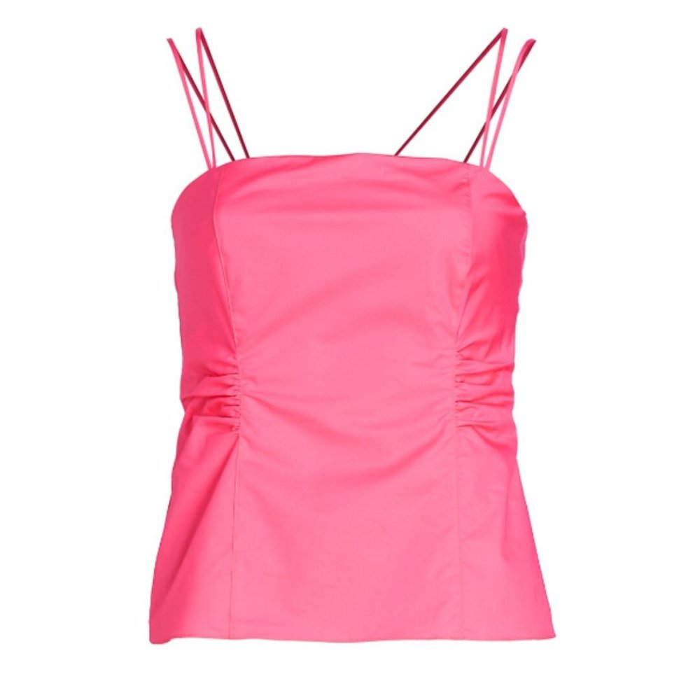 FRAME Cotton-Blend Tie-Back Top in Pink: Sz S